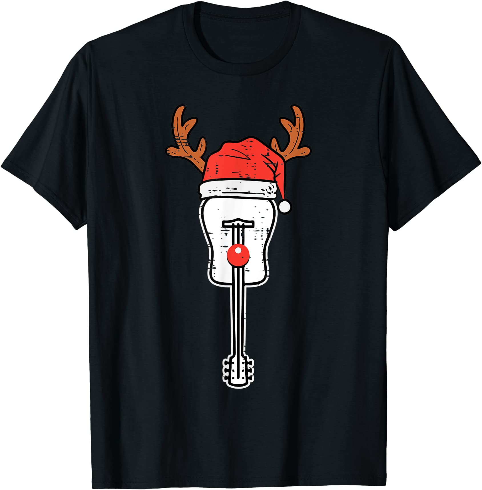 guitar christmas reindeer music instrument band rock t shirt men - Buy ...