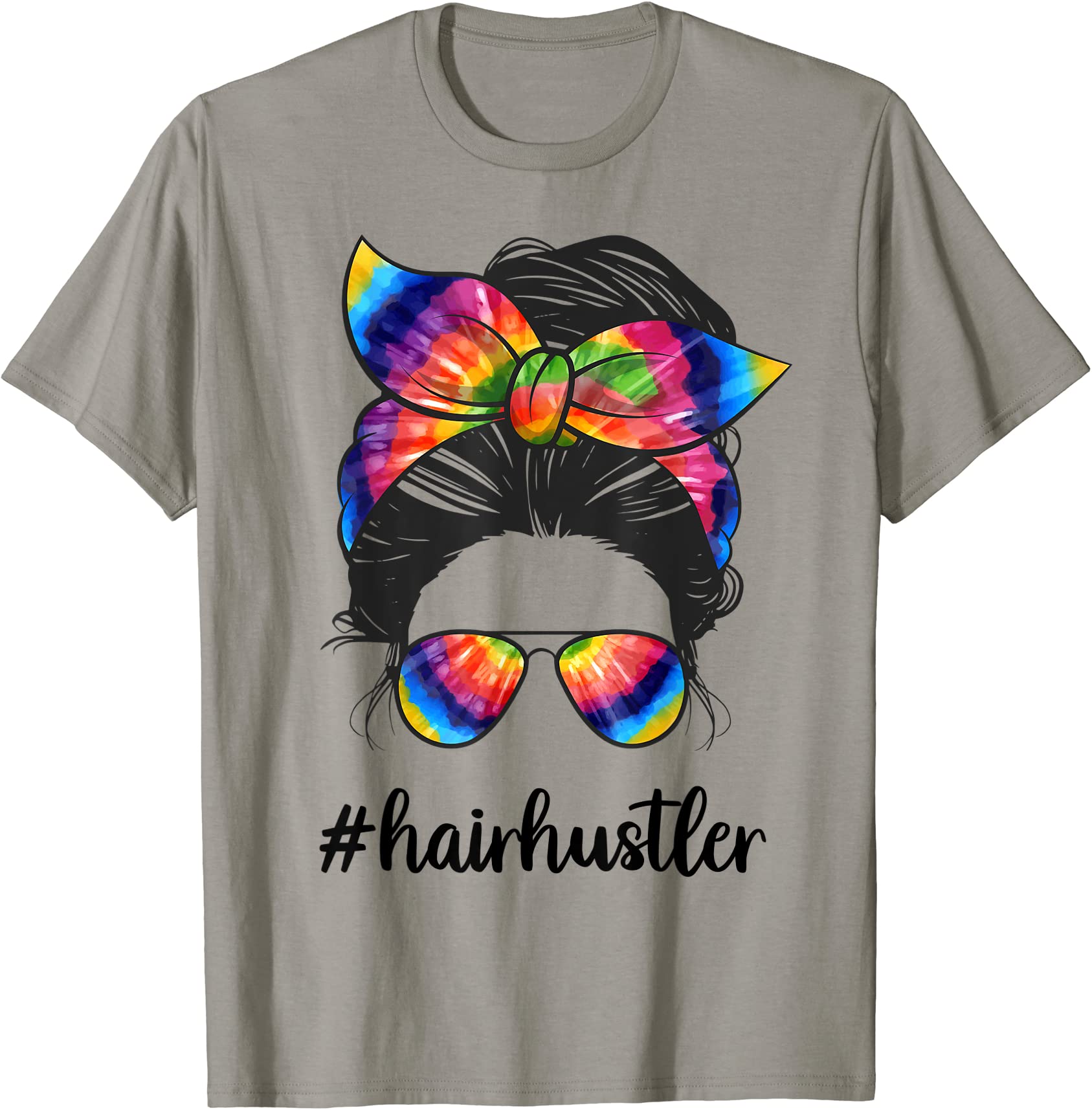 hairstylist life hair hustler hairdresser messy bun life mom t shirt ...