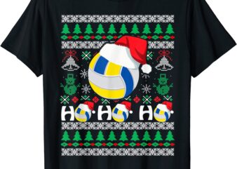 ho ho ho volleyball ugly christmas sweater santa hat gifts t shirt men