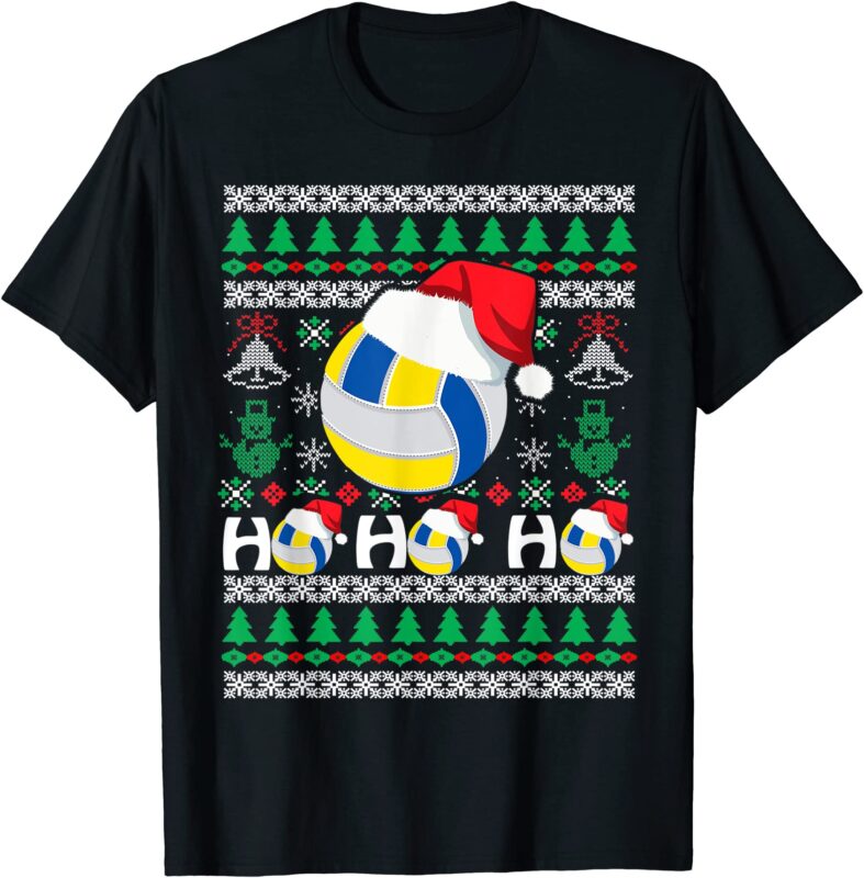 ho ho ho volleyball ugly christmas sweater santa hat gifts t shirt men