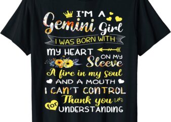 i39m a gemini girl flower shirt for birthday t shirt men