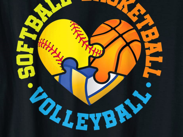 Interlocking heart softball basketball volleyball t shirt men