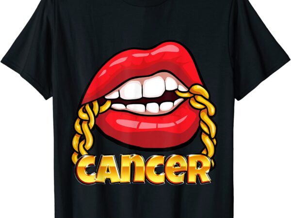 Juicy lips gold chain cancer zodiac sign t shirt men