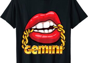 juicy lips gold chain gemini zodiac sign t shirt men