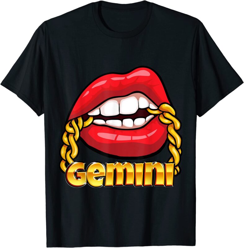 juicy lips gold chain gemini zodiac sign t shirt men