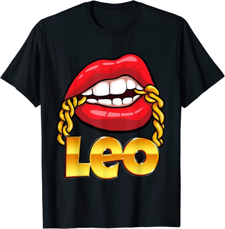 juicy lips gold chain leo zodiac sign t shirt men