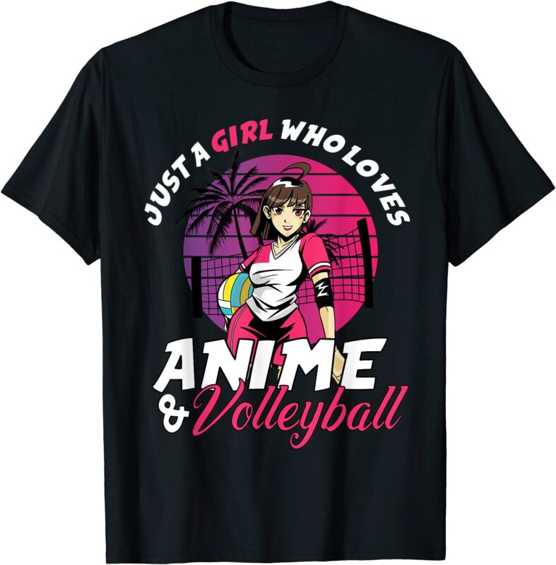 Volleyball Player Anime T-shirt Design Vector Download