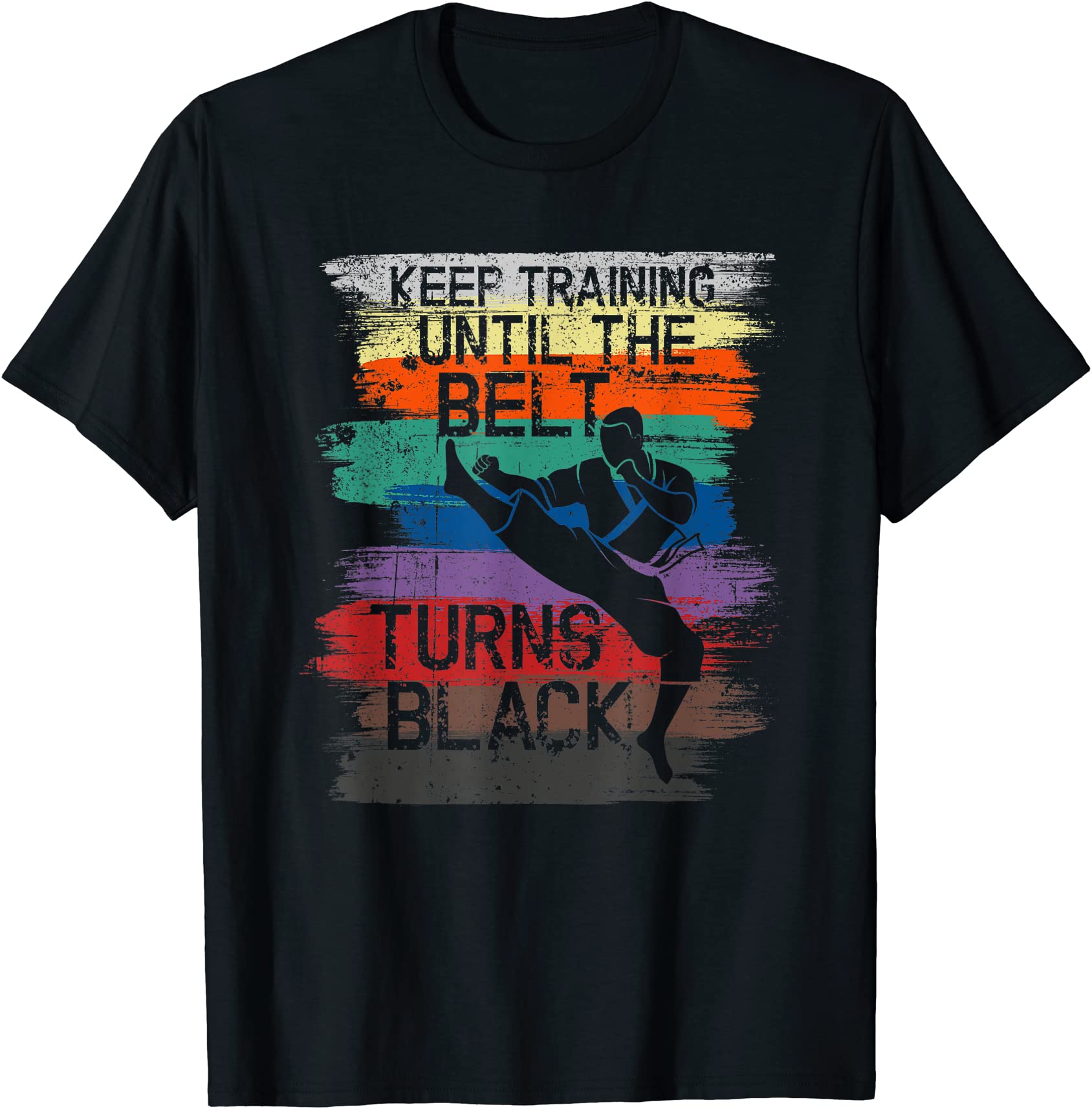 karate design keep training until the belt turns black rank t shirt men ...