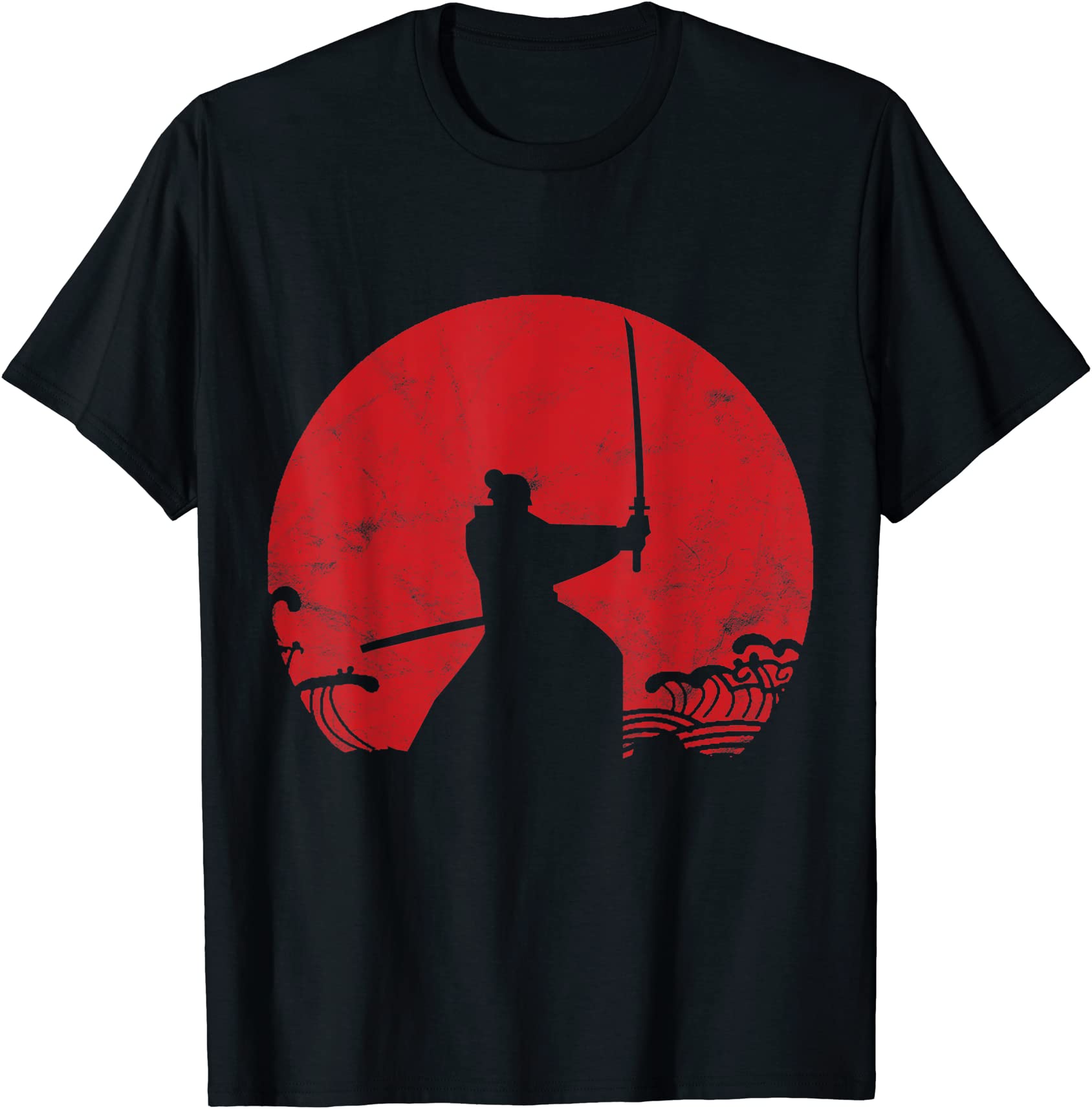 kendo shinai red moon japan kenjutsu samurai sword fighter t shirt men ...