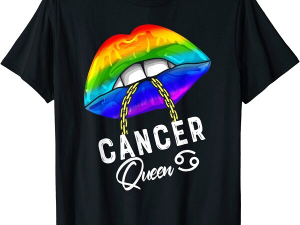 Lgbtq cancer queen lips zodiac rainbow gay pride flag t shirt men