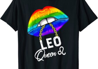 lgbtq leo queen lips zodiac rainbow gay pride flag lesbain t shirt men