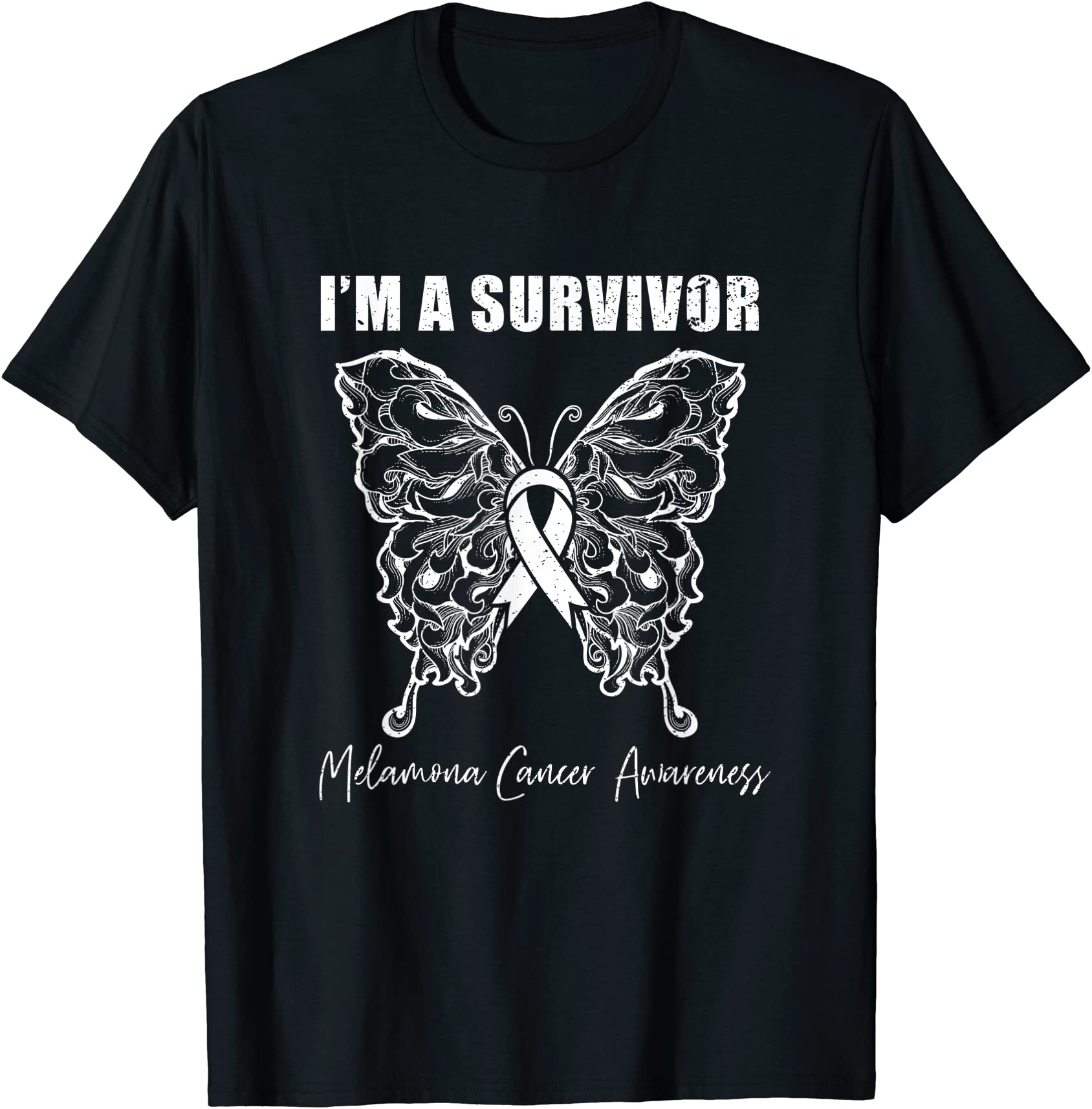 melanoma cancer survivor butterfly skin cancer awareness t shirt men ...