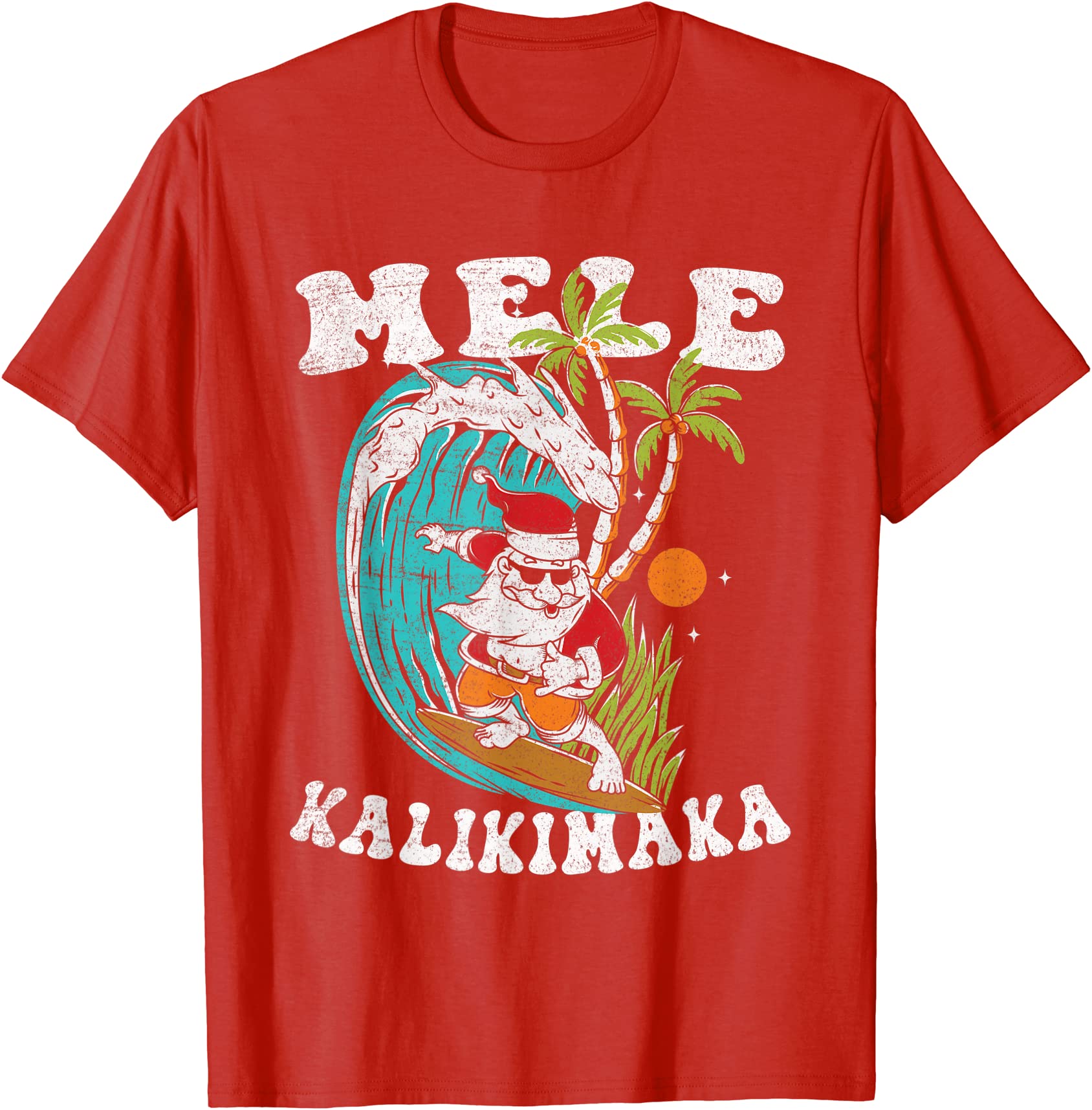 mele kalikimaka hawaii christmas surfing santa t shirt men - Buy t ...