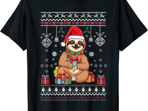 Merry slothmas cute christmas sloth santa hat xmas sloth t shirt men