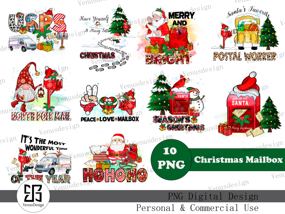 Christmas Mailbox Sublimation Bundle - Buy T-shirt Designs