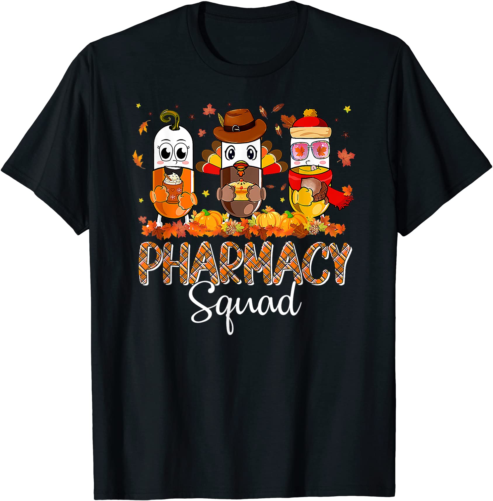 pharmacy squad funny pill pilgrim turkey thanksgiving t shirt men - Buy ...