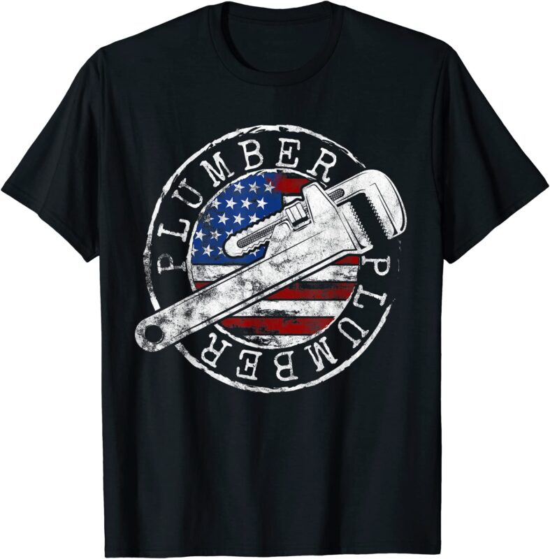 plumber american flag plumbing gift usa patriot stamp style t shirt men ...