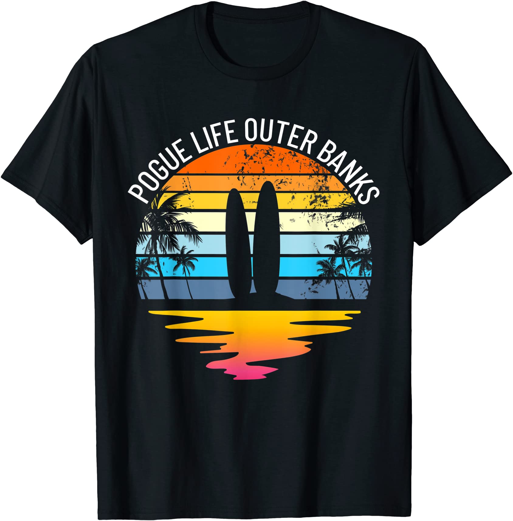 Pogue Life Outer Banks Retro Sunset Surfing Obx Pogue Life T Shirt Men