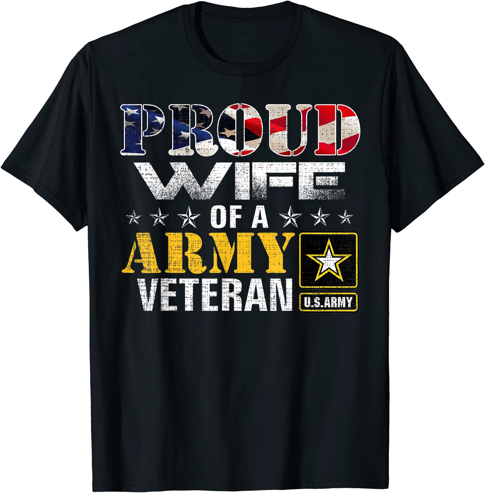 proud wife of a army veteran american flag military gift t shirt men ...