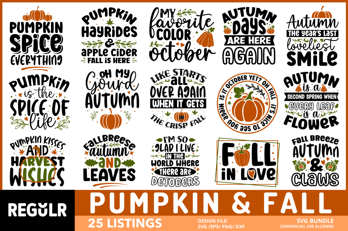 Pumpkin And Fall SVG Bundle - Buy t-shirt designs