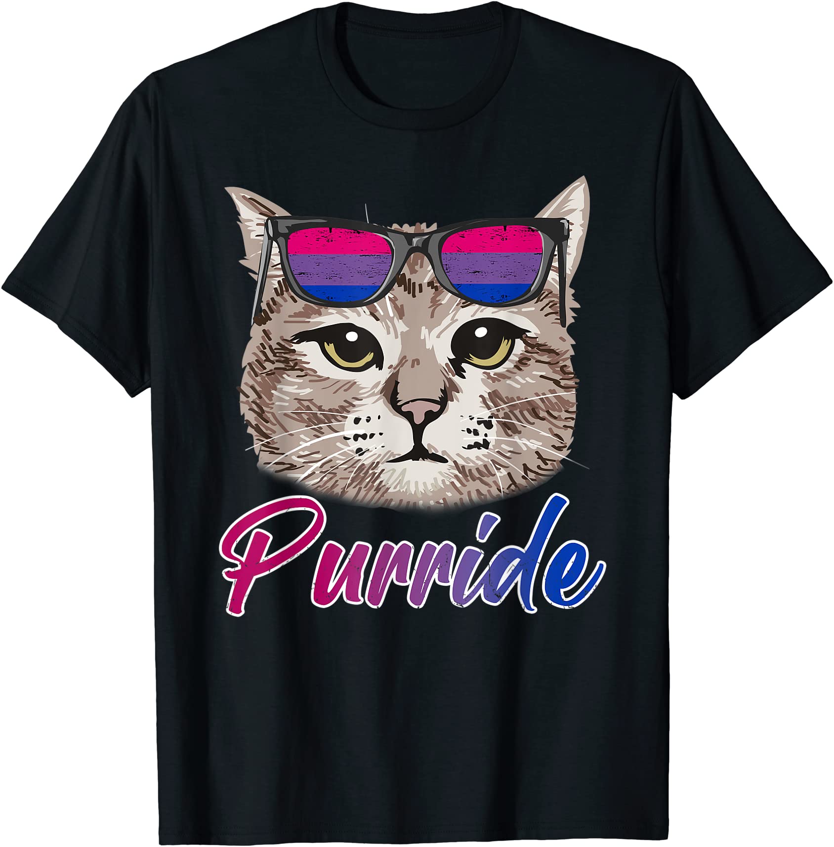 purride cat flag bisexual sunglasses bisexuality lgbtq pride t shirt ...