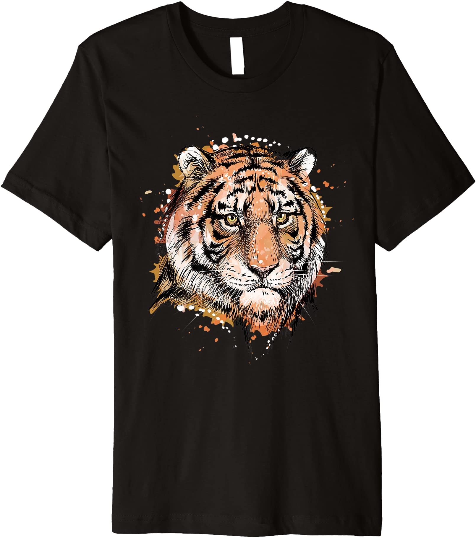 realistic tiger art detailed and colorful tiger face print premium t ...