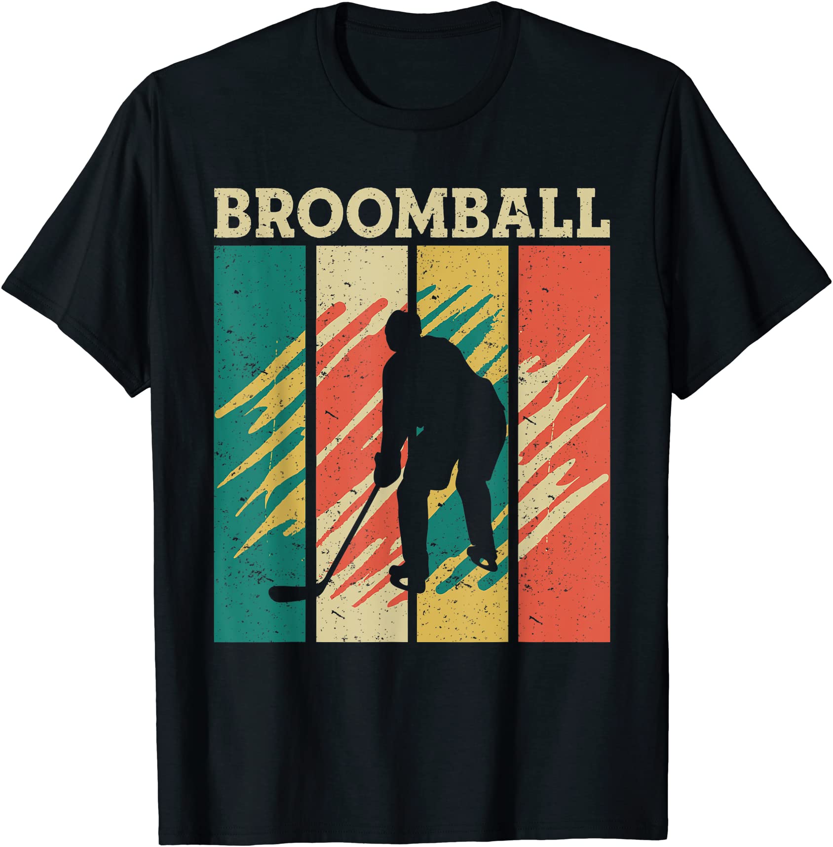 retro vintage style broomball funny broomball lover player t shirt men ...