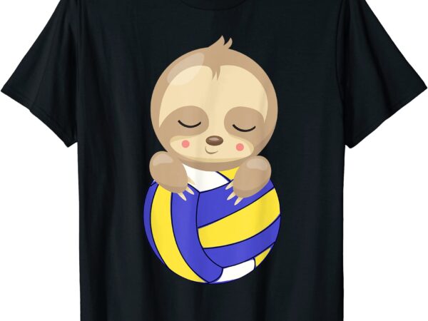 Sleepy lazy sloth with volleyball sport beach volley t shirt men