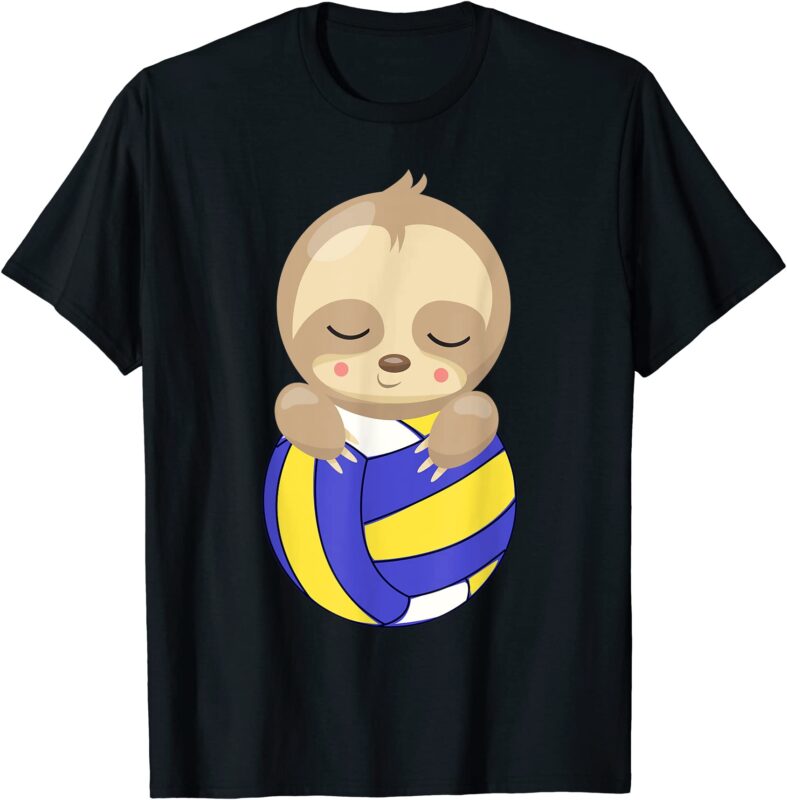 sleepy lazy sloth with volleyball sport beach volley t shirt men