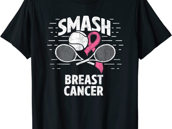 Smash breast cancer tennis therapy pink ribbon t shirt men