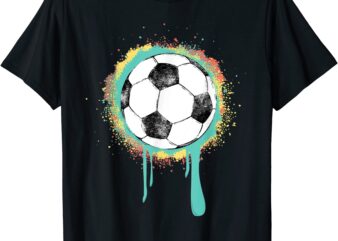 soccer ball with retro vintage graffiti paint design graphic t shirt men