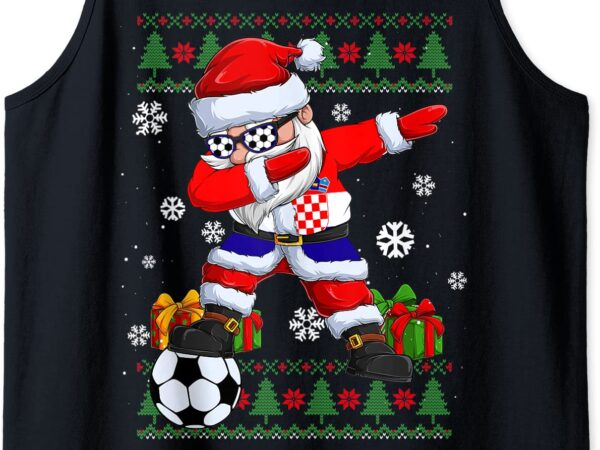 Soccer dabbing santa croatia flag ugly christmas sweater tank top men t shirt template vector