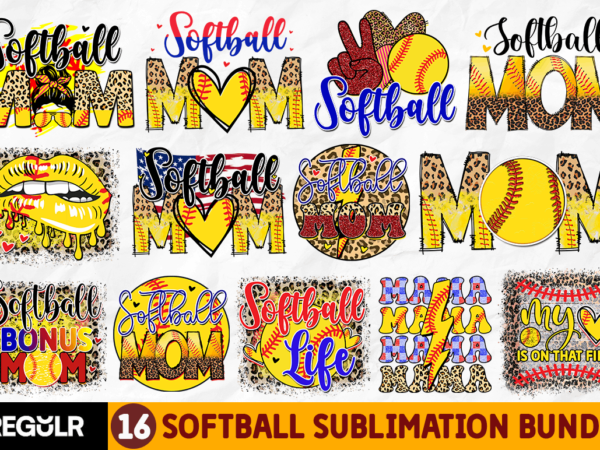 Softball subliamtion bundle t shirt template vector