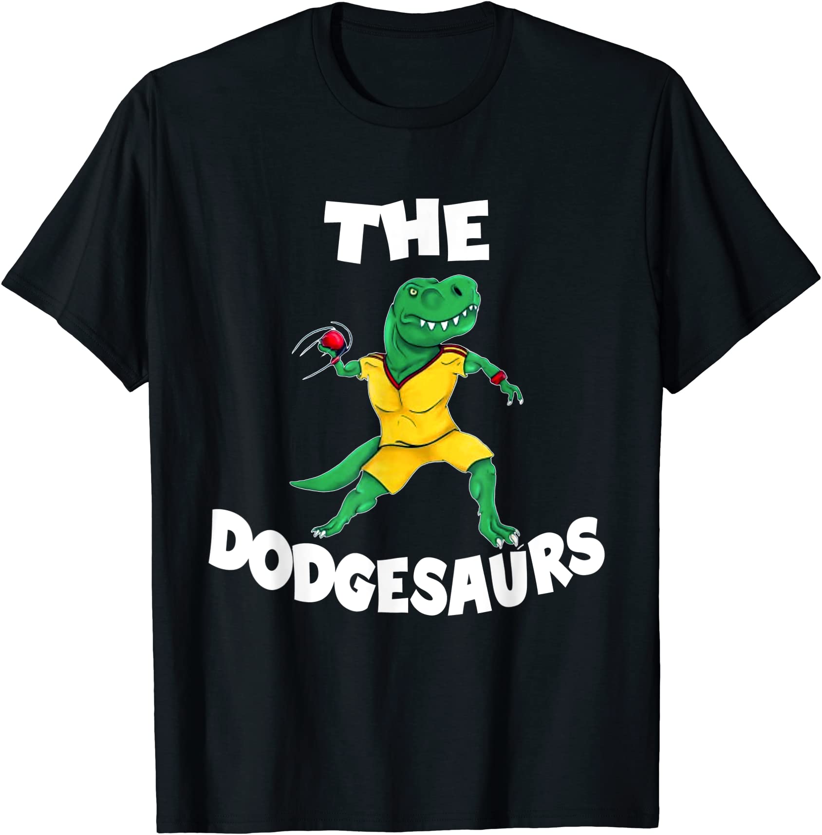 the dodgesaurs funny dodgeball team name dinosaur dodgeball t shirt men ...