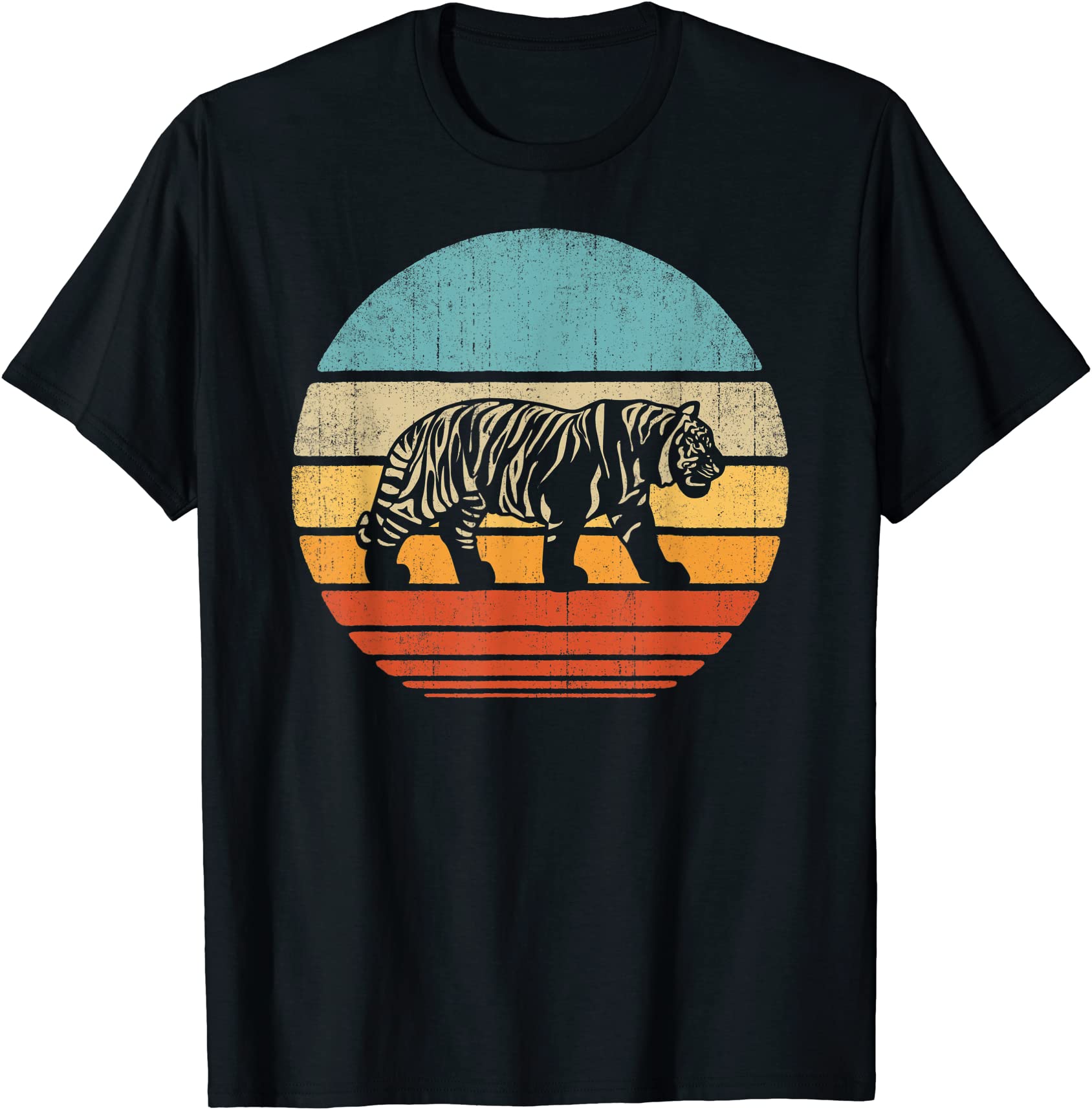 tiger retro vintage 60s 70s sunset mammal animal men women t shirt men ...