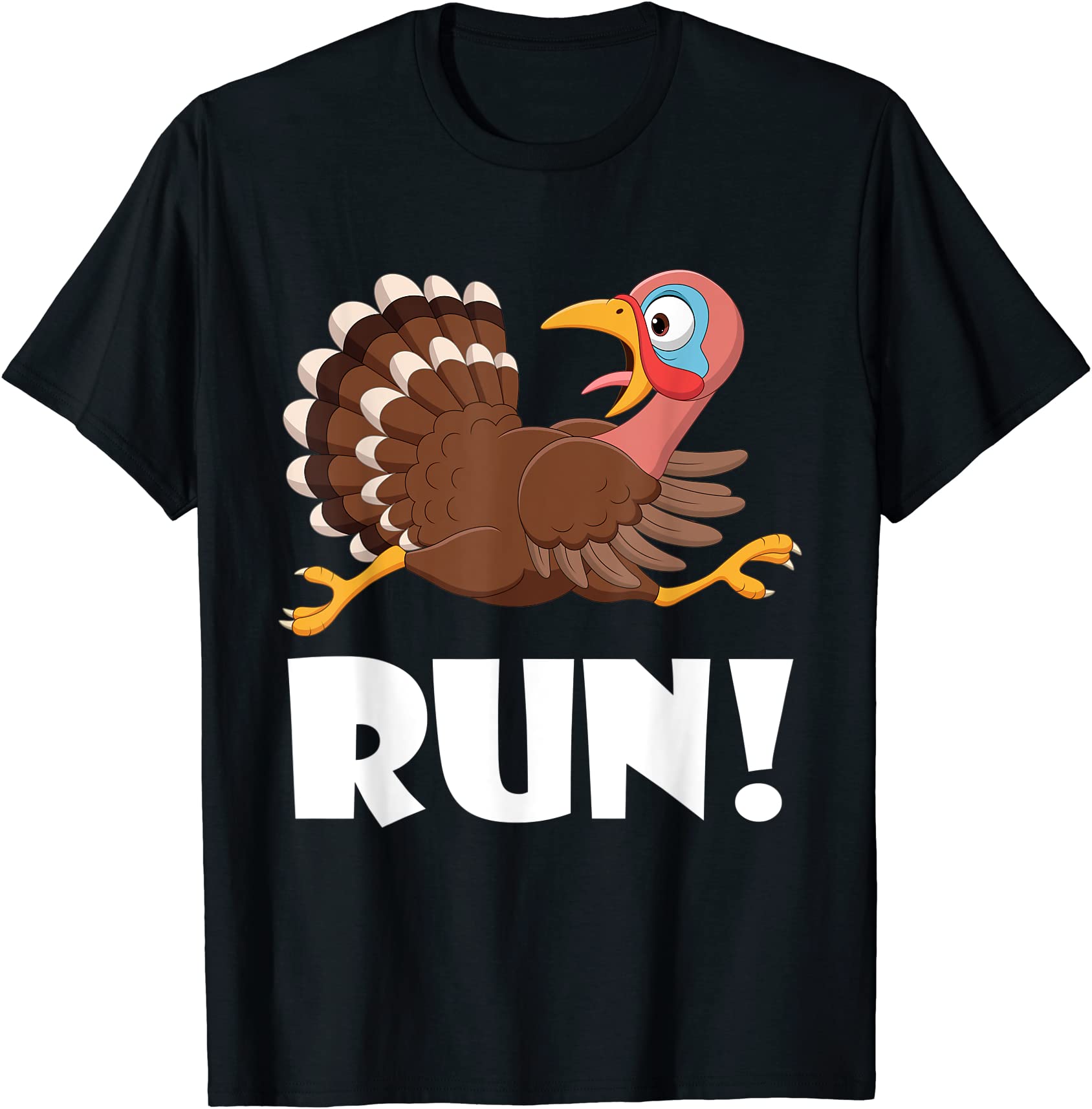 Turkey Trot Adult Running Costume Face Run Thanksgiving Tee T Shirt Men