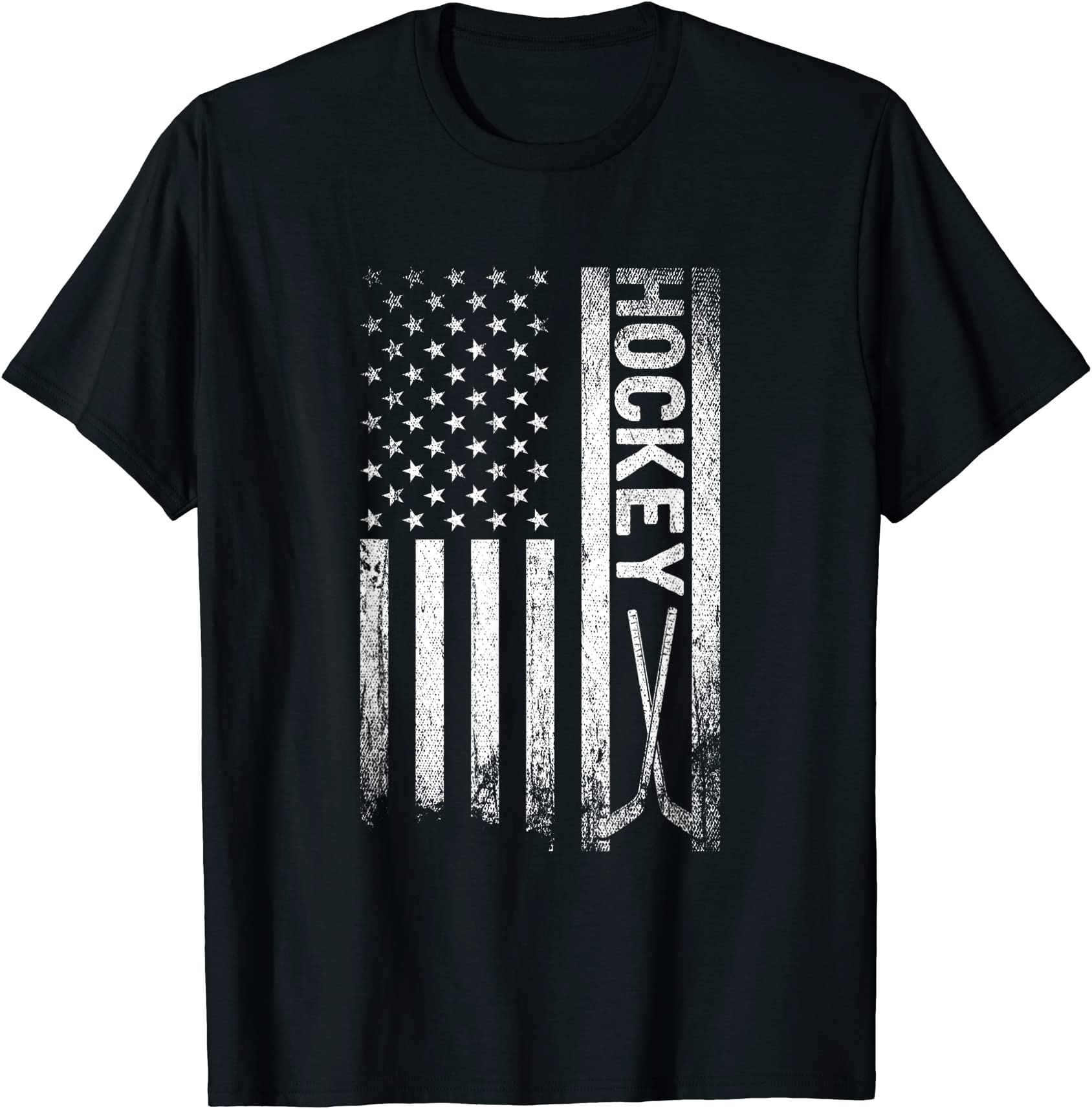 usa flag hockey stick patriotic goalie gift ice hockey t shirt men ...