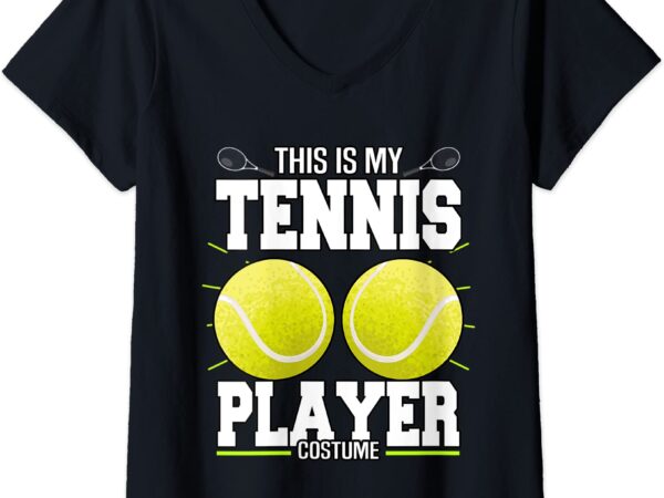 Womens funny this is my tennis player costume singles double fans v neck t shirt women