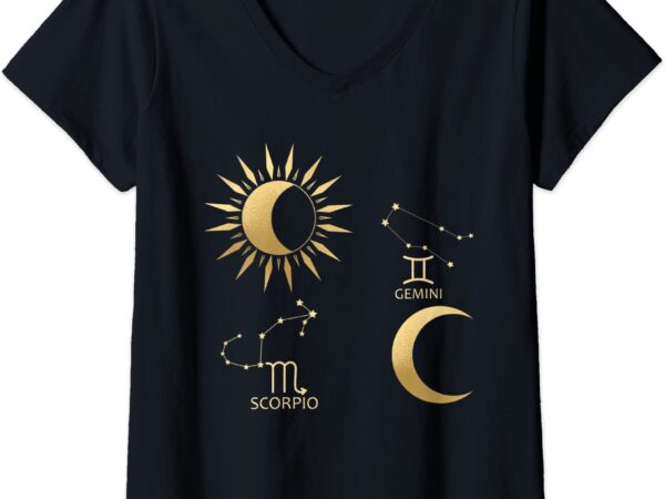 Womens scorpio sun gemini moon v neck t shirt women