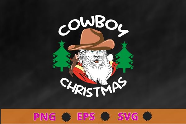 Retro Groovy Cowboy Christmas Cute Santa Claus Western Xmas T-Shirt design svg, Cowboy Christmas, Western Country Cowboy, Retro Groovy Cowboy Christmas