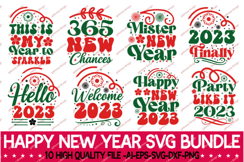 Happy New Year Svg Bundle,Happy New Year svg, Happy New Year Sign svg, New Year svg, Holiday svg, dxf, png, Happy New Year Shirt, Print, Cut File, Cricut, Silhouette Peace