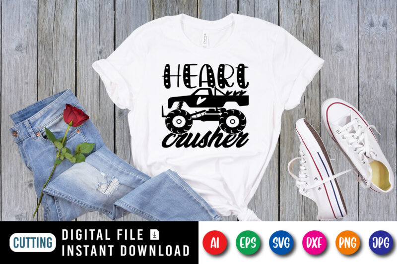 Heart crusher Valentines day shirt print template