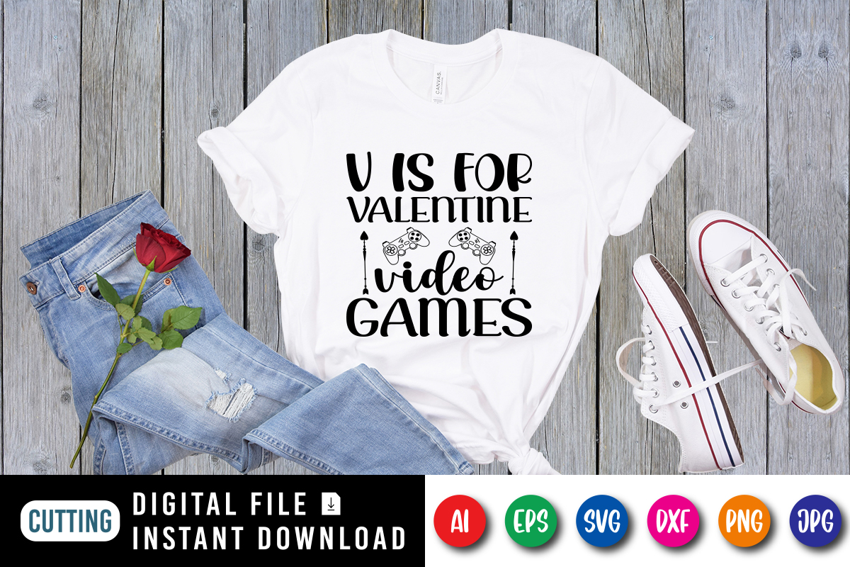 V is for Video games Valentines Day Gaming SVG Digital Cutting