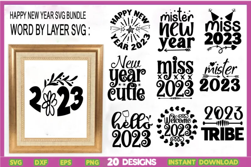 HAPPY NEW YEAR SVG BUNDLE,Happy New Year SVG File for shirt, Fireworks, New Year's Eve, for Cutting Machine, Silhouette Cameo, Cricut, Commercial Use Digital Design,Happy New Year svg,Happy New Year