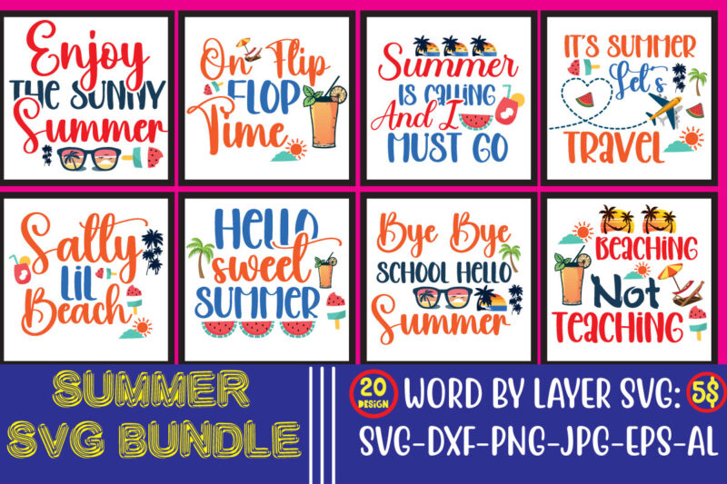 Summer Mega Bundle 160 T-shirt Design, Designs bundle, summer designs for dark material, summer, tropic, funny summer design svg eps, png files for cutting machines and print t shirt designs