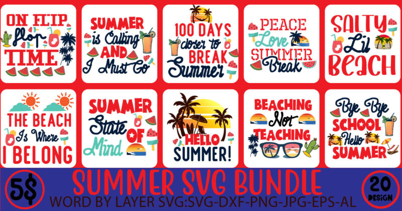 Summer Mega Bundle 160 T-shirt Design, Designs bundle, summer designs for dark material, summer, tropic, funny summer design svg eps, png files for cutting machines and print t shirt designs