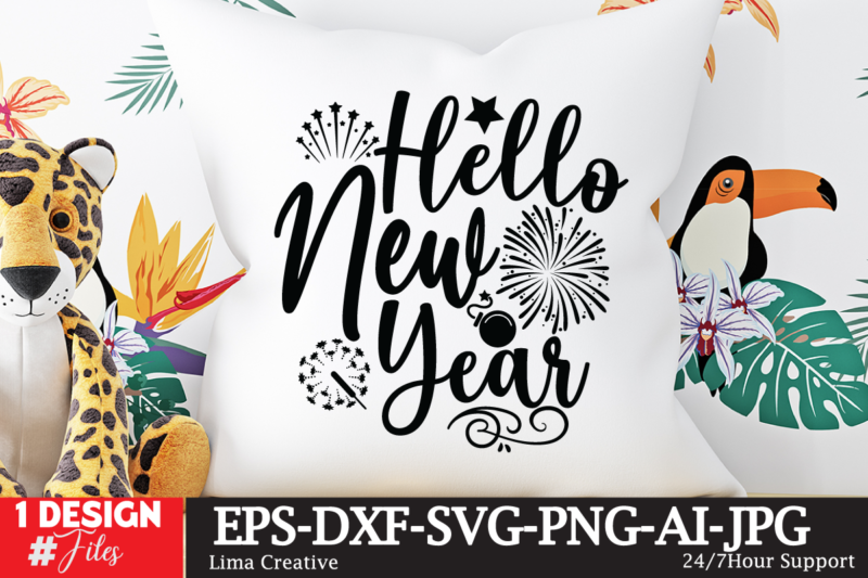 Hello New Year T-shirt Design,New Year 2023 Bundle svg png | New Year quotes svg | New Years svg | New Year Sublimation, svg files for Cricut Silhouette, New Year