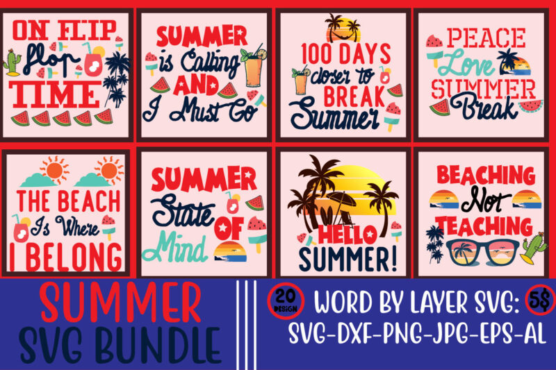 Summer Mega Bundle 160 T-shirt Design, Designs bundle, summer designs for dark material, summer, tropic, funny summer design svg eps, png files for cutting machines and print t shirt designs