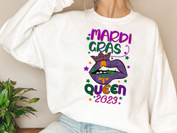 2023 mardi gras queen crown mask lips fleur de lis funny nl