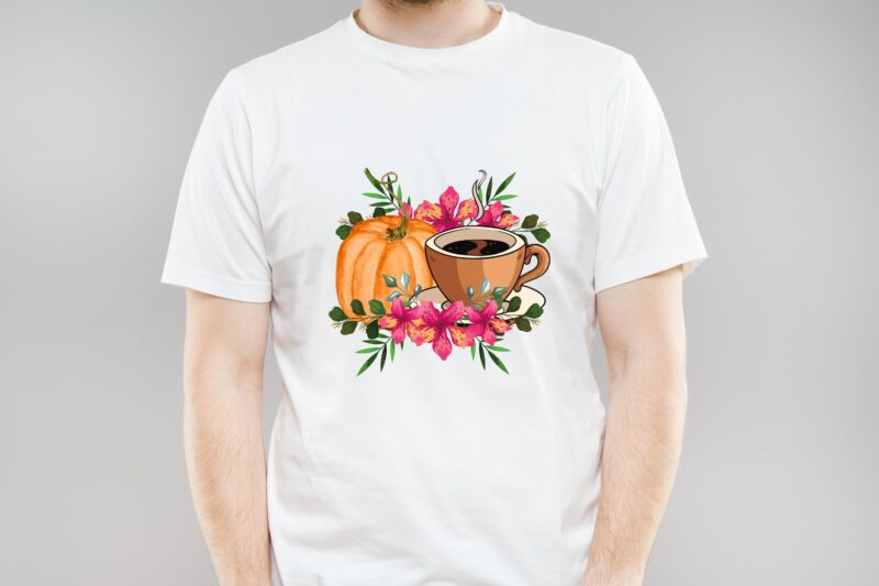 Fall with Coffee Sublimation T-shirt Illustration PNG